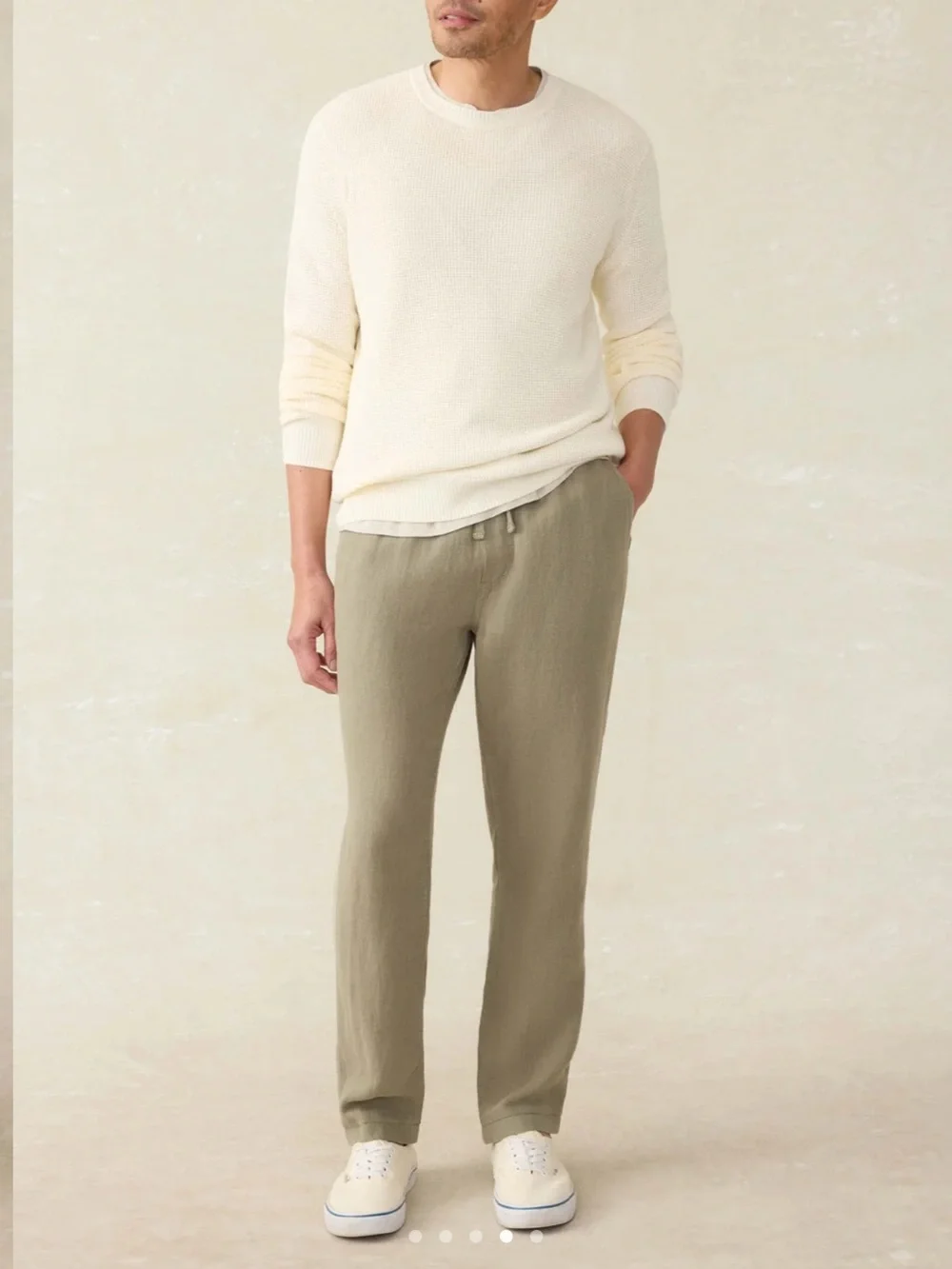 Men Faherty Essential Linen Pant Canyon Olive SMALL NWT